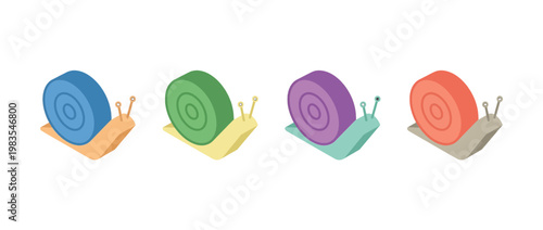 snail flat color isometric vector