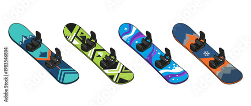 snowboard flat color isometric vector