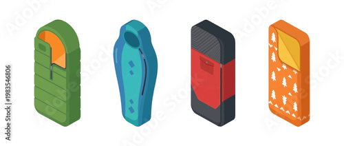 sleeping bag flat color isometric vector