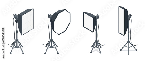 softbox flat color isometric vector