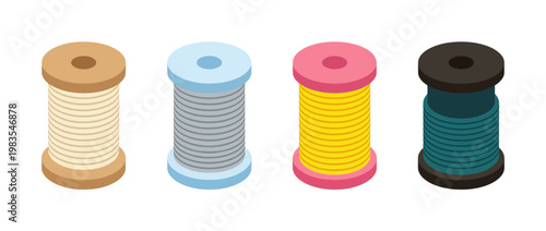 spool of thread flat color isometric vector