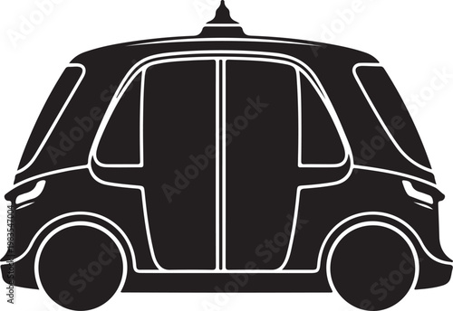 Black taxi cab silhouette, vector car icon, transportation symbol, urban vehicle