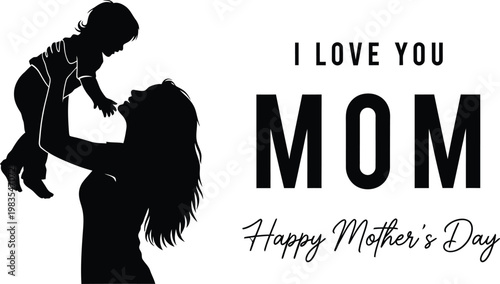 Mother's day silhouette logo a heartwarming design featuring a mother and child embrace