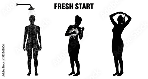 Woman's daily routine of showering and getting ready for a fresh start