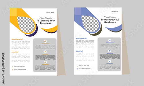 Corporate creative colorful business flyer template design.