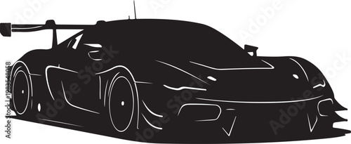 Black sports car vector, racing car silhouette, speedster illustration, automotive design element