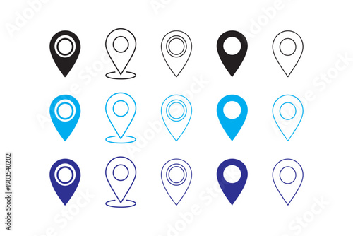 Map Pin Icons Set: Location Markers for Navigation and Web Design