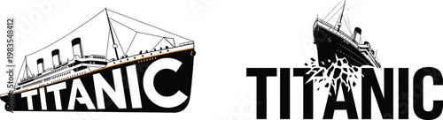 Titanic logo designs exploring iconic ship imagery and typography for brand identity