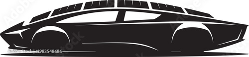 Futuristic car, sleek vehicle, black silhouette, automotive design, side view