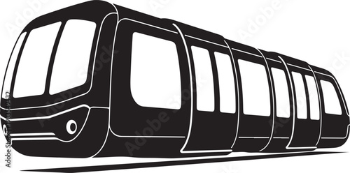 Black and white city train, urban transportation icon, vector illustration, subway locomotive