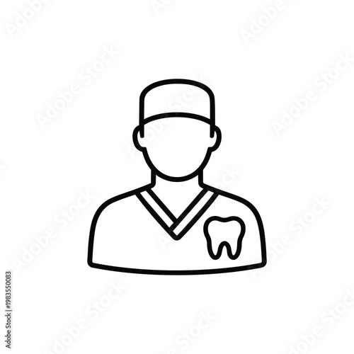 Dentist profession icon black and white vector dentist avatar outline illustration dentist healthcare profession clipart