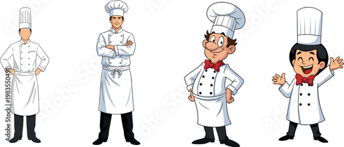 Chef characters vector set with professional cooks and cartoon chefs in uniform kitchen staff illustration collection