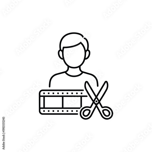 Video editor profession black and white vector icon video editor occupation outline illustration video editor symbol