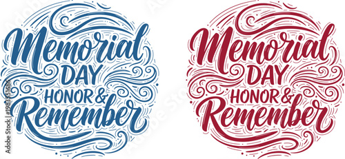Honoring heroes beautiful memorial day typography with patriotic waves 'honor remember' message