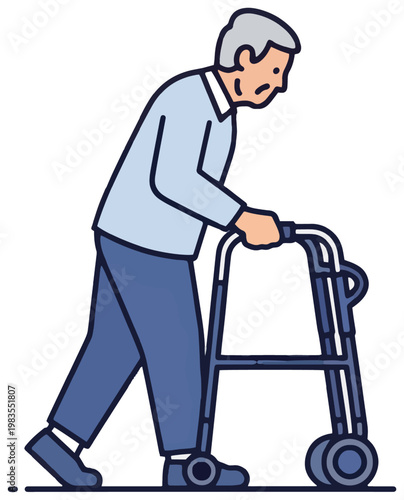 Elderly rehab walking icon.