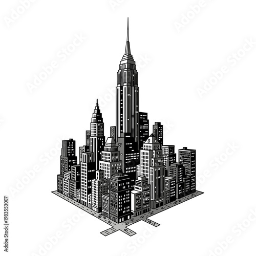Isometric New York City Skyscraper Vector Illustration