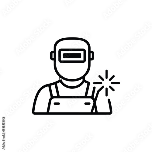 Welder profession icon black and white line welding worker illustration welder avatar profession symbol