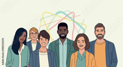 Diverse people, multicultural group, illustration, vector graphics, teamwork, community, friendship