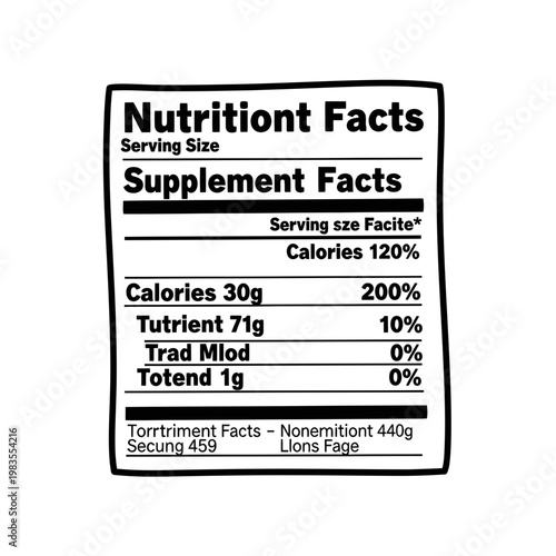 Nutrition and Supplement Facts Label Vector Illustration