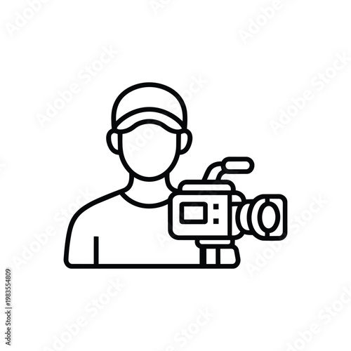 Cameraman profession line icon black and white video cameraman illustration profession concept cameraman symbol