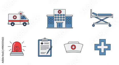 Medical Emergency Care Hospital Symbols.