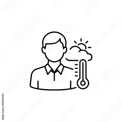 Meteorologist profession black and white vector icon weather forecaster profession outline illustration for forecast service and climate science