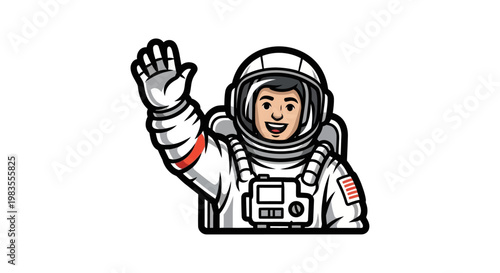Astronaut in Space Suit Waving.