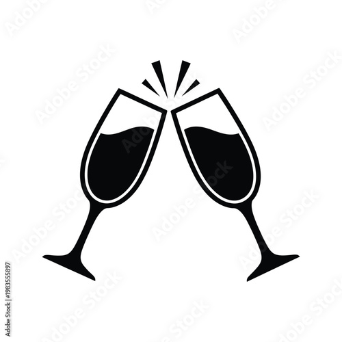 Champagne glasses clinking celebrating event toast vector illustration party cheers.