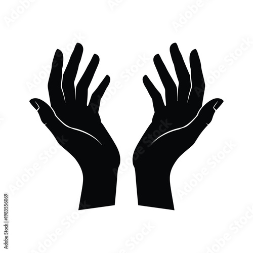 Open hands vector illustration praying or asking for something.