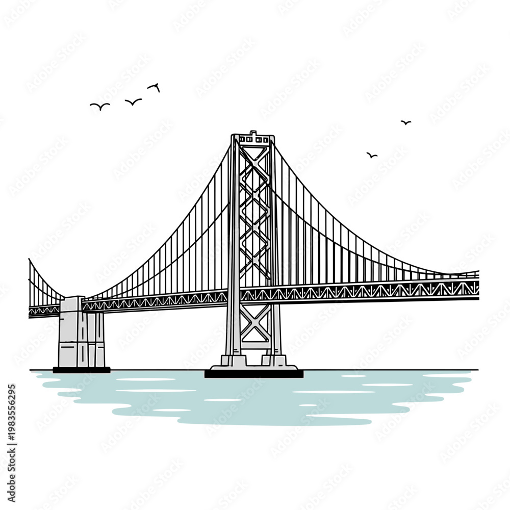 Obraz premium San Francisco Bay Bridge Vector Illustration Sketch