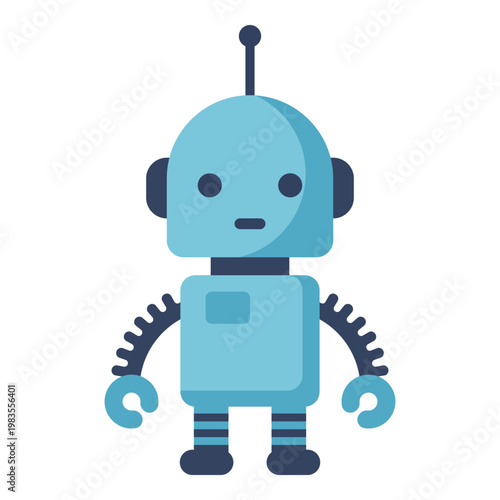 Cute blue robot character with a simple, friendly, and approachable design