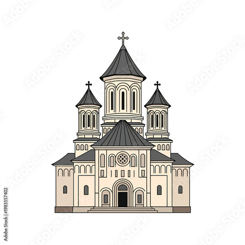 Eastern Orthodox Church Cathedral Vector Illustration