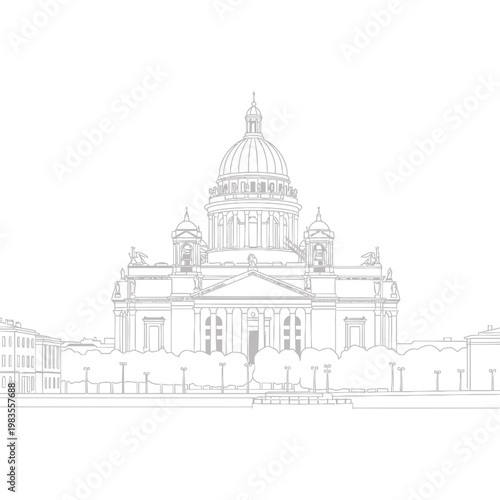 Saint Isaac's Cathedral Saint Petersburg Russia Outline Illustration