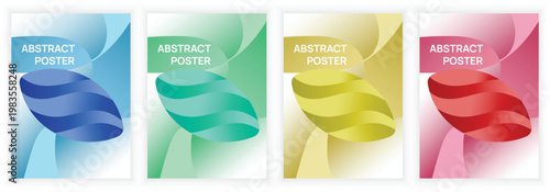 Abstract Gradient Ribbon Background Collection with Flowing Curves and Layered Shapes, Modern Minimal Cover Set for Poster, Brochure, Presentation and Digital Design