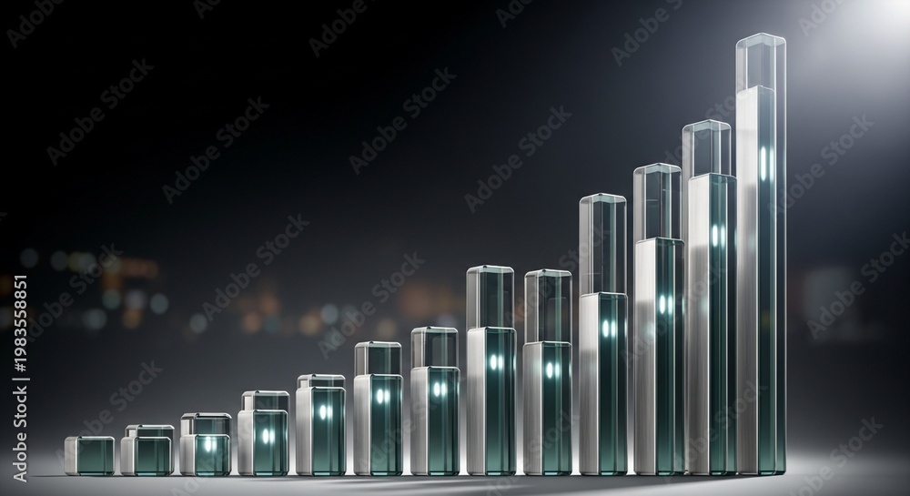 Fototapeta premium Business Growth: Polished Metallic Bar Chart for Financial Success and Data Analytics