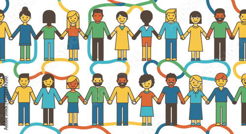 Diverse People Holding Hands Unity and Togetherness Vector Illustration