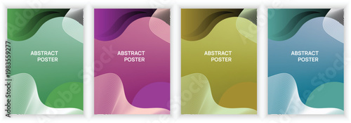 Abstract Gradient Wave Background Collection with Layered Fluid Shapes and Soft Color Blend, Modern Minimal Cover Set for Poster, Brochure, Presentation and Digital Design