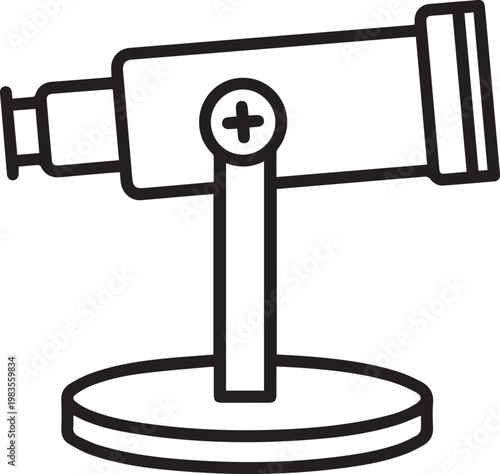 Precision Meridian Transit Instrument with Crosshair Vector Icon: Essential Astronomical Surveying Tool for Geodetic Mapping, Surveying Projects, Cartography, Engineering Layouts