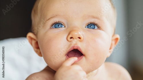 Smiling Baby With Bright Eyes During Indoor Playtime in the Morning