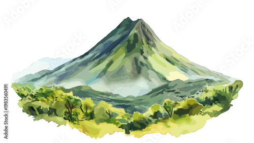 Pico C?o Grande. Pico C?o Grande hand drawn watercolor illustration on white background