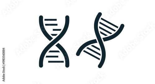Two dark blue dna double helix icons against a white background