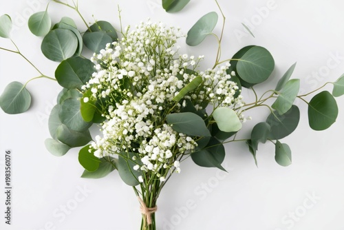 Flowers and Leaves Arranged on a Simple Background for Decoration or Design P...