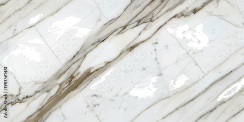 Elegant white marble texture with natural grey and brown veins for luxury interior design background