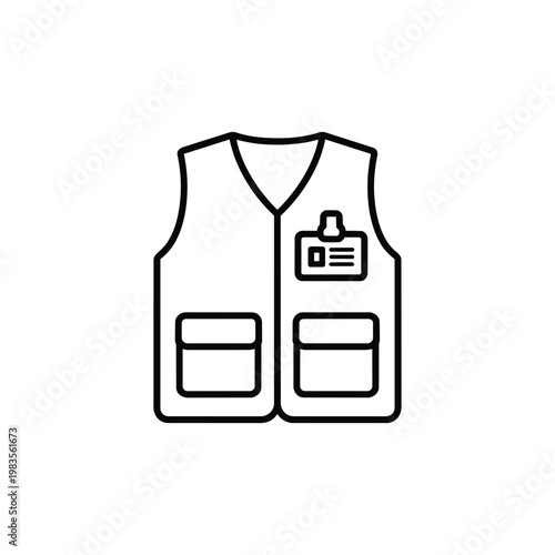 Volunteer vest icon black and white line vector Volunteer vest symbol for community and volunteering projects