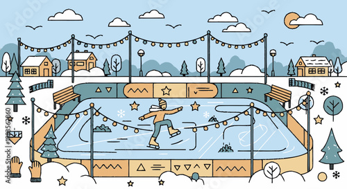 Person Skating on Ice Rink Alone.