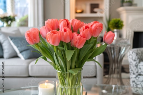 Flowers in a Vase on a Table in a Living Room During the Day