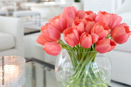 Flowers in a Vase on a Table in a Living Room During the Day