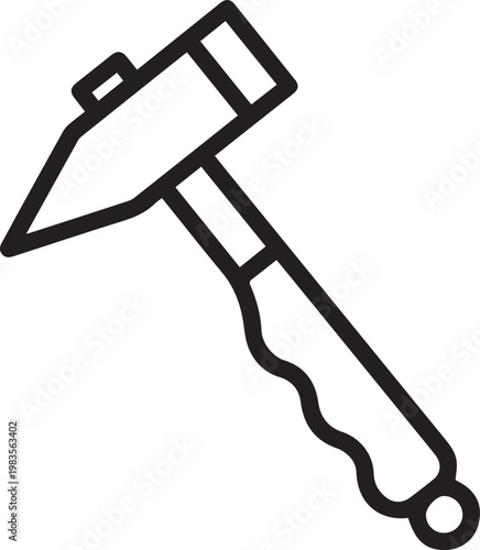 Premium Ergonomic Rock Hammer Vector Icon for Construction, Mining, Geology, Engineering, DIY, Tool Design, Work Safety, Industrial Layouts, Power Tools, Hand Tools, Fieldwork, Surveying