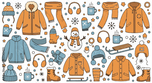 Winter clothing and accessories collection.