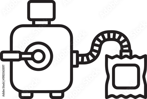 Premium Food-Grade Industrial Vacuum Pump with Valve Vector Icon for Food Processing Safety, Pharmaceutical Equipment Design, Laboratory Instrumentation, Hygienic Manufacturing Systems